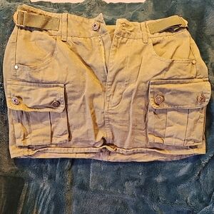 Chic Tan Mini Cargo Skirt